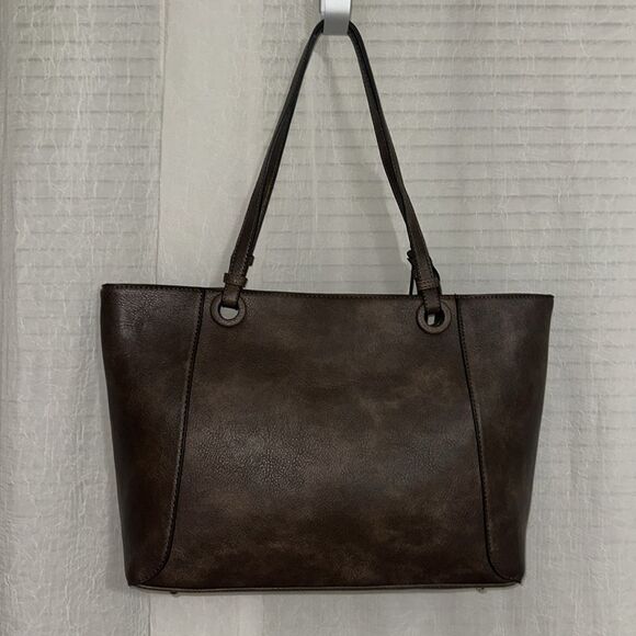 DELUXITY Large Brown Vegan Leather Tote - Picture 2 of 10